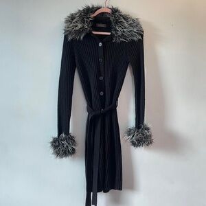 rare 90s fur trim cardigan